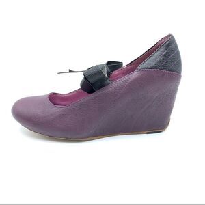 J Shoes Betty Purple Funky Wedge w/Bow Sz 7